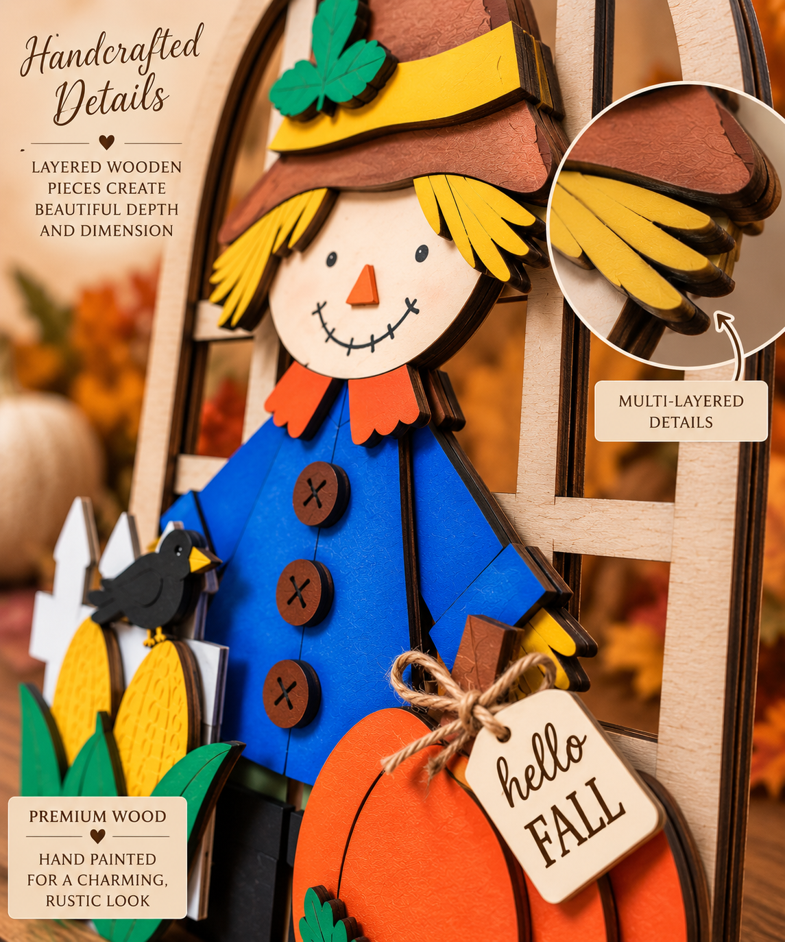 Fall Scarecrow – Interchangeable Insert Set Only