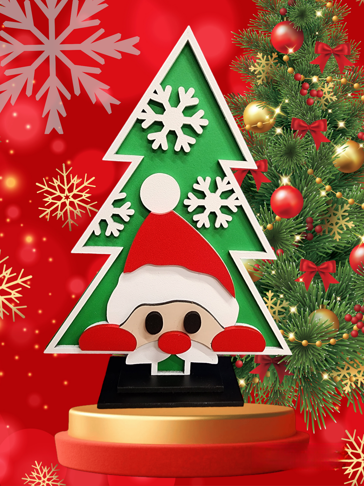 Santa face Christmas tree shelf sitter