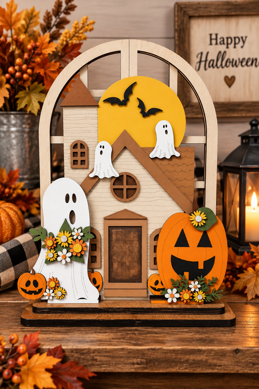 Haunted Halloween complete interchangeable arched window decor set